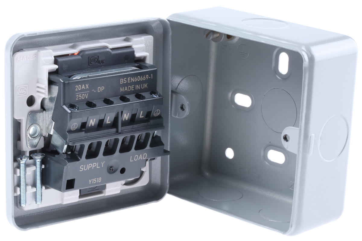 MK Electric Silver Metal Clad Switch, 1 Gang, Metalclad
