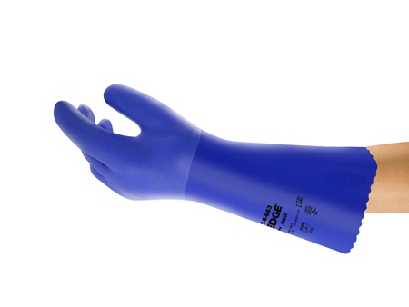 Ansell 14-663 Blue Polyvinyl Chloride Liquid/Oil Repellent Gloves, Size 11, Polyvinyl Chloride Coating