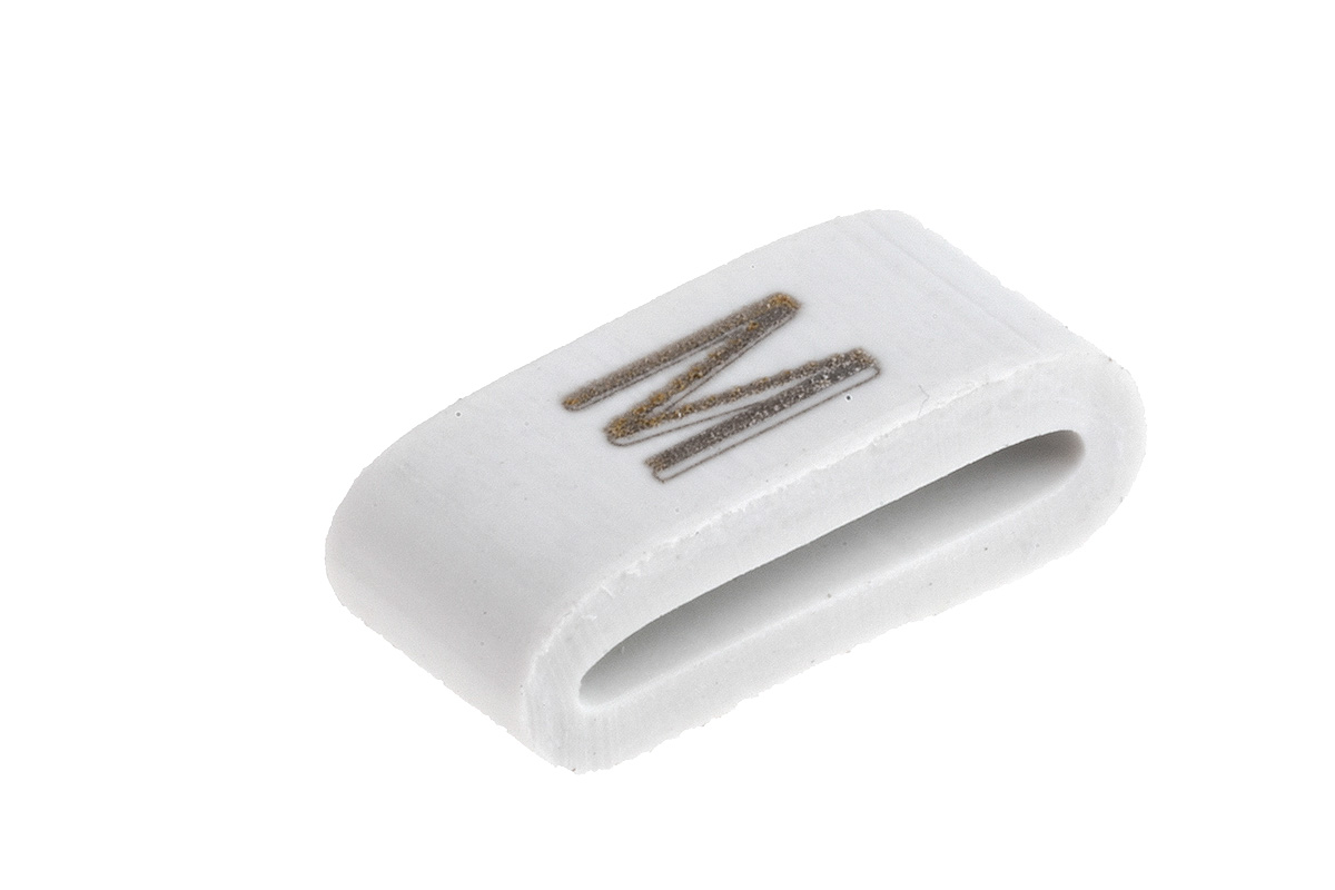 HellermannTyton HODS85 Slide On Cable Markers, Black on White, Pre-printed "M", 1.8 → 6.3mm Cable, 531-07873