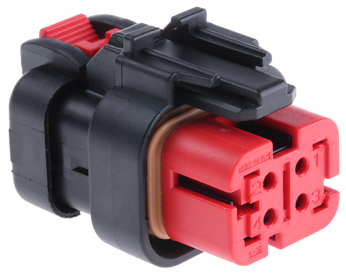TE Connectivity, AMPSEAL 16 Automotive Connector Socket Red Cable Mount 4 Way 776524-1