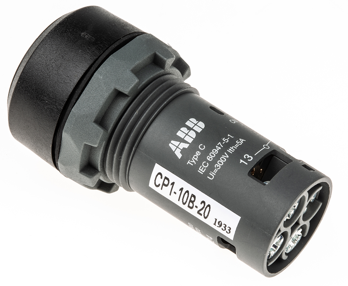 ABB Compact Series Push Button, Momentary, Panel Mount, 22mm Cutout, DPST, 300V, IP69K