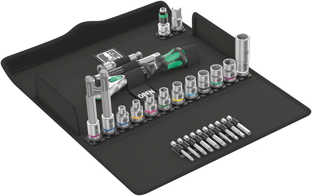 Wera 3/8 in Ratchet Bit Set Chrome Vanadium Steel