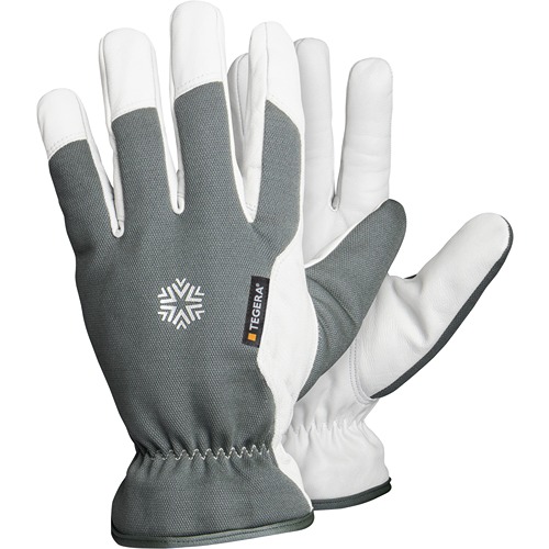 Tegera TEGERA Grey, White Fleece Leather Work Gloves, Size 11