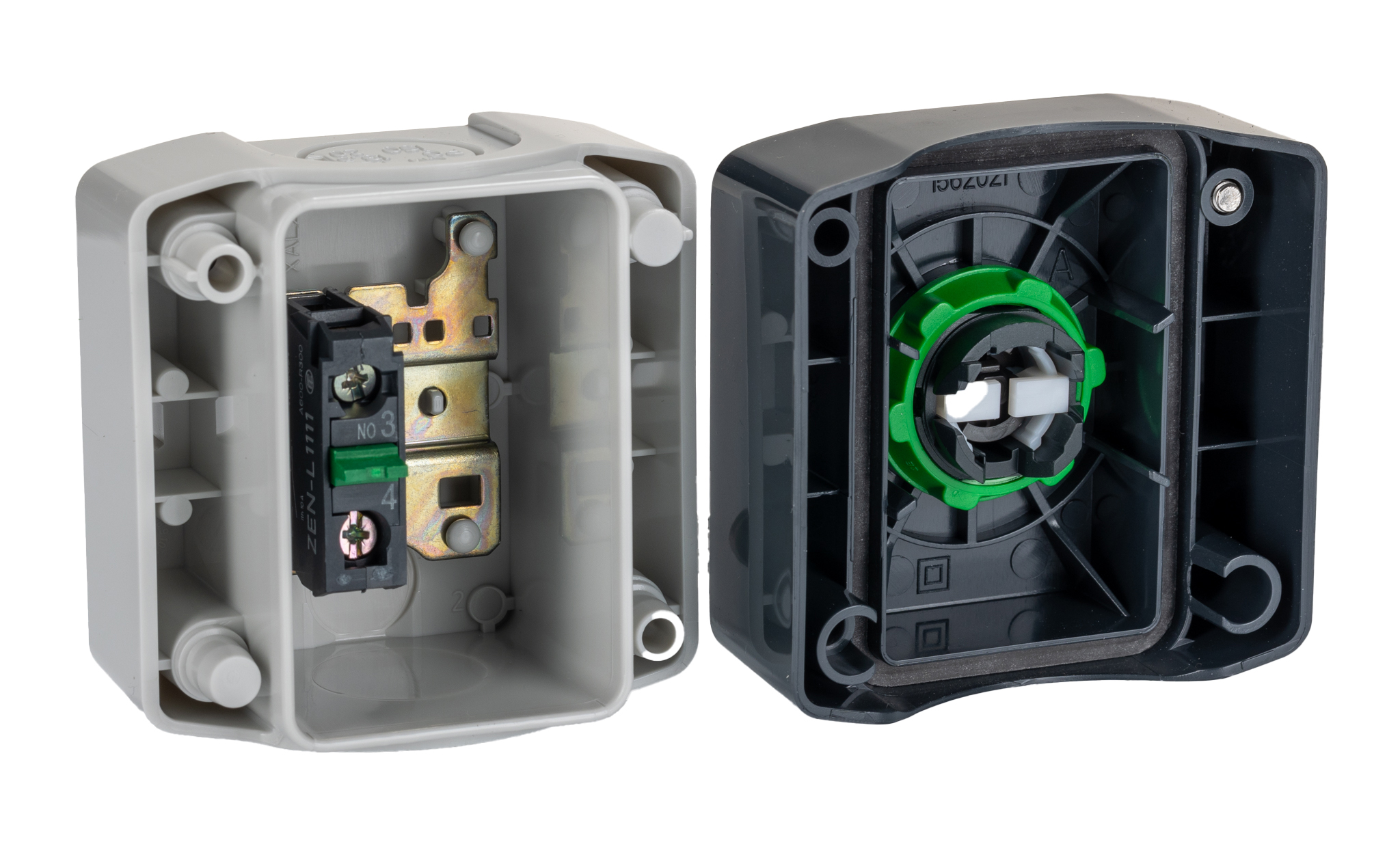 Schneider Electric Harmony XALD NO Control Station Switch, IP66, IP67, IP69, IP69K 53mm Dark Grey/Light Grey