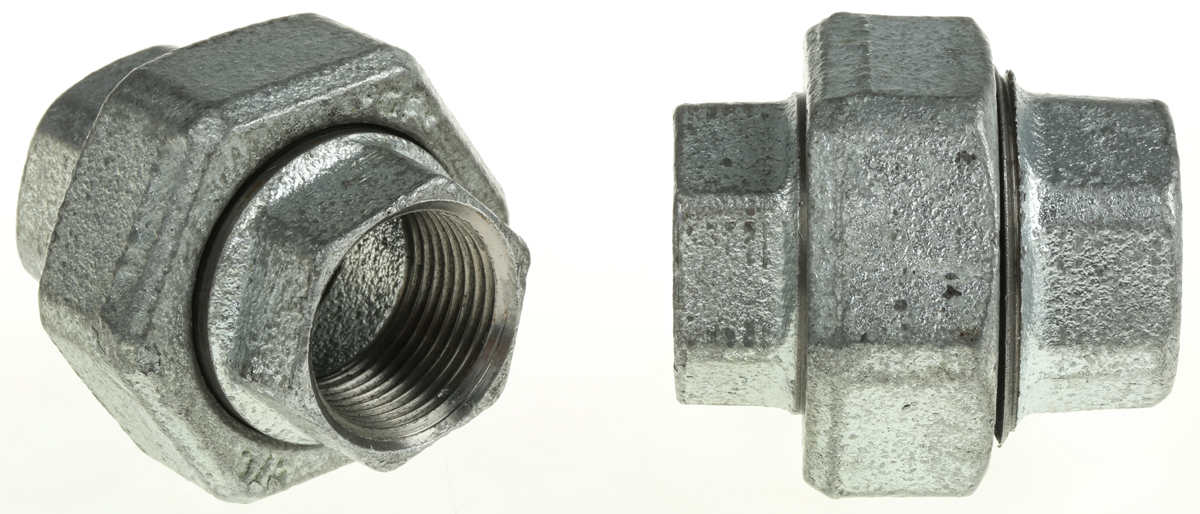 Georg Fischer Galvanised Malleable Iron Fitting Taper Seat Union, Female BSPP 3/4in to Female BSPP 3/4in