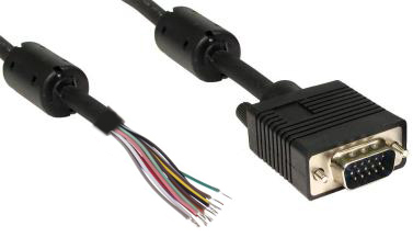 RS PRO Male VGA to Unterminated Cable, 2m Black
