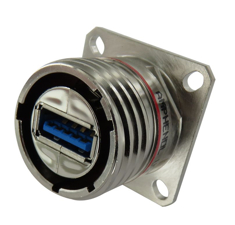 Amphenol Socapex Straight, Panel Mount, Socket- Single Port Type USB A USB 3.2 IP68 USB Connector