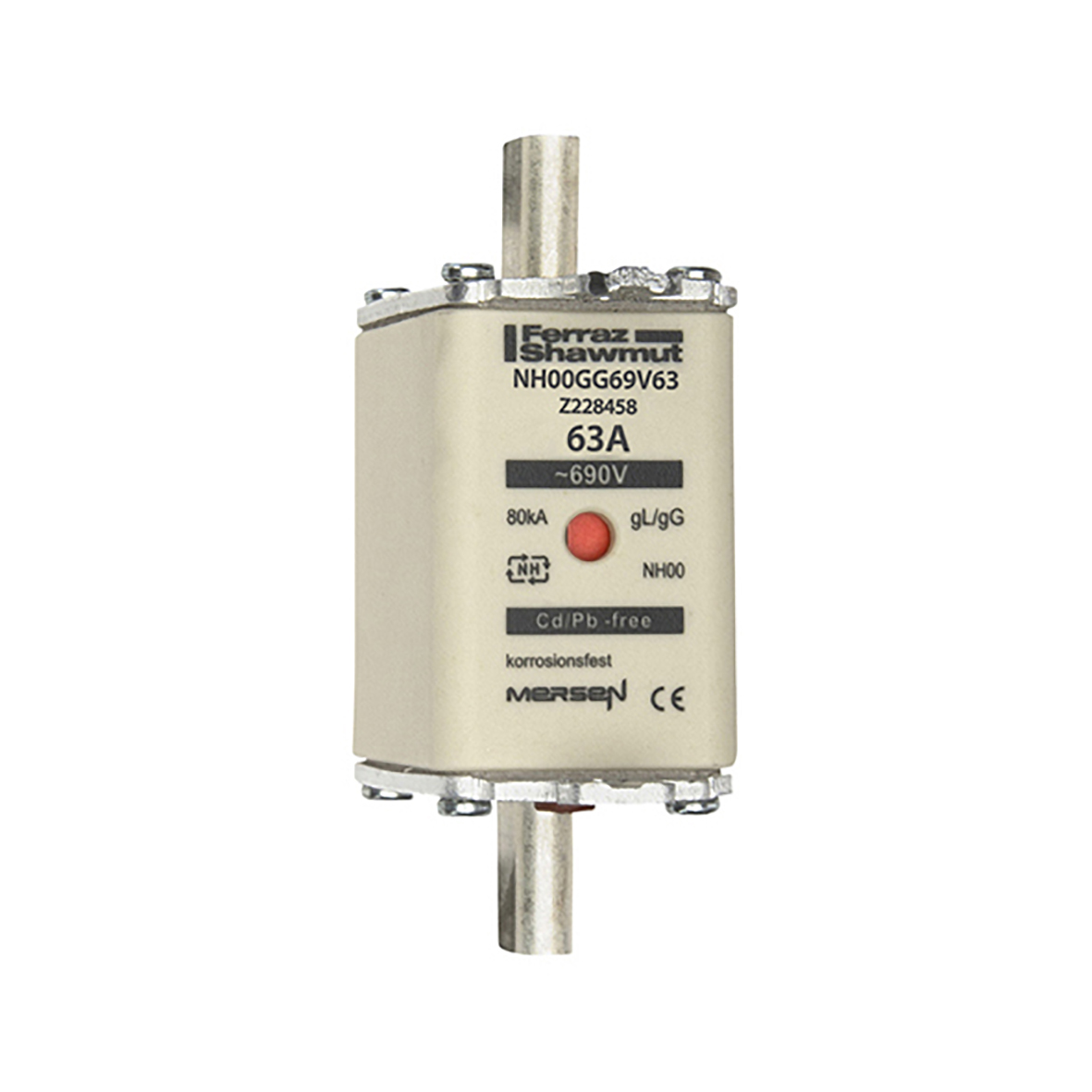 Mersen 63A NH Fuse, NH00, 690V ac