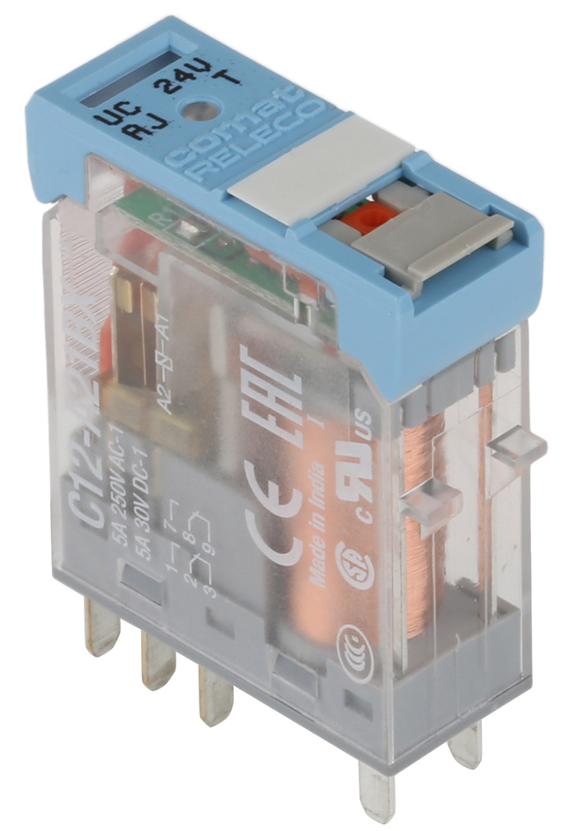 Releco PCB Mount Power Relay, 24V ac/dc Coil, 5A Switching Current, DPDT