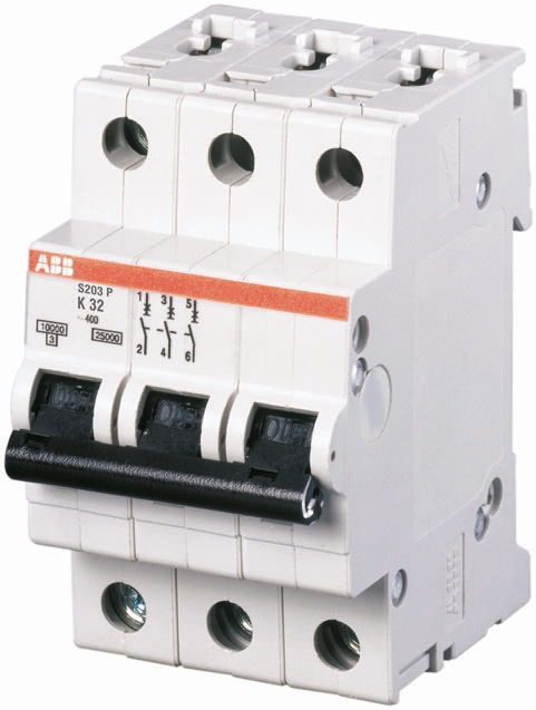 ABB System Pro M Compact S200 MCB, 3P, 10A Curve K, 440V AC, 20 kA Breaking Capacity