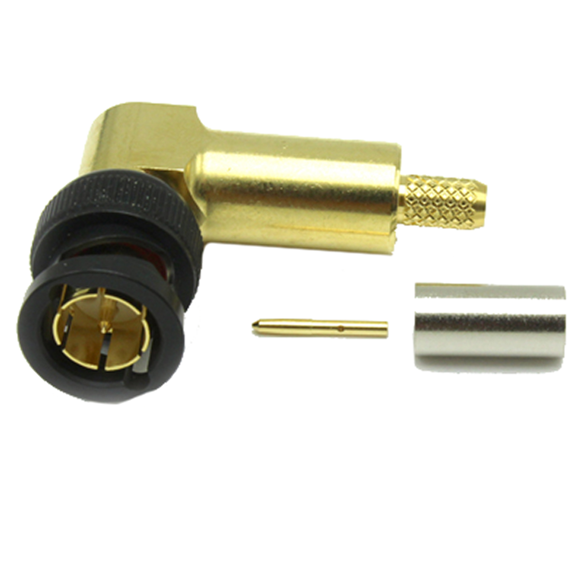 COAX Connectors, Plug Cable Mount BNC Connector, 75Ω, Crimp Termination, Right Angle Body