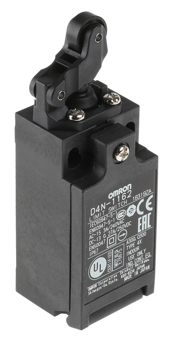 Omron D4N Series Roller Plunger Interlock Switch, NO/NC, IP67, SPDT, Plastic Housing