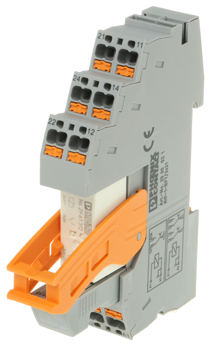 Phoenix Contact RIF-1-RPT-LDP-24DC/1X21 Series Interface Relay, DIN Rail Mount, 24V dc Coil, SPDT, 1-Pole, 11A Load