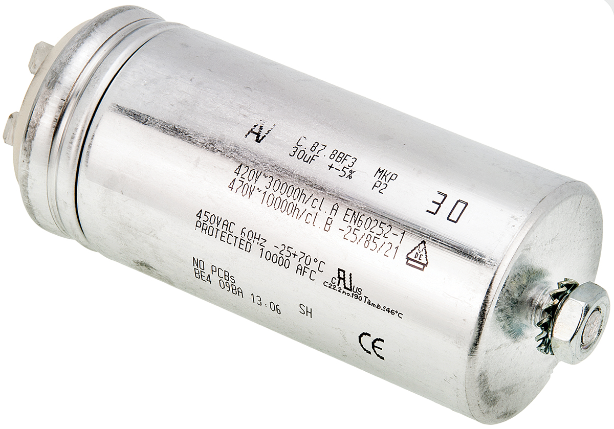 KEMET 30μF Polypropylene Capacitor PP 470V ac ±5% Tolerance Chassis Mount C87 Series