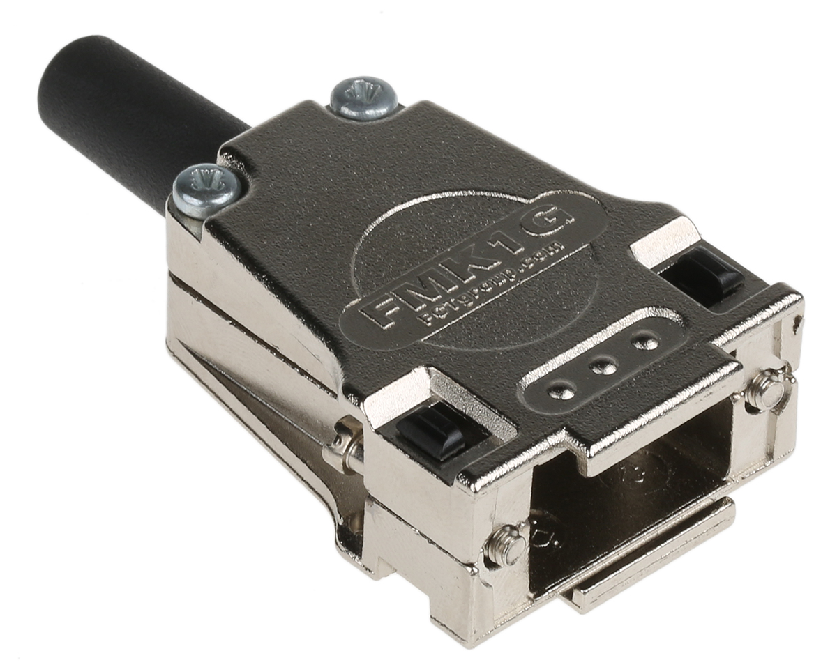 FCT from Molex FMK Series Die Cast Zinc D Sub Backshell, 9 Way, Strain Relief