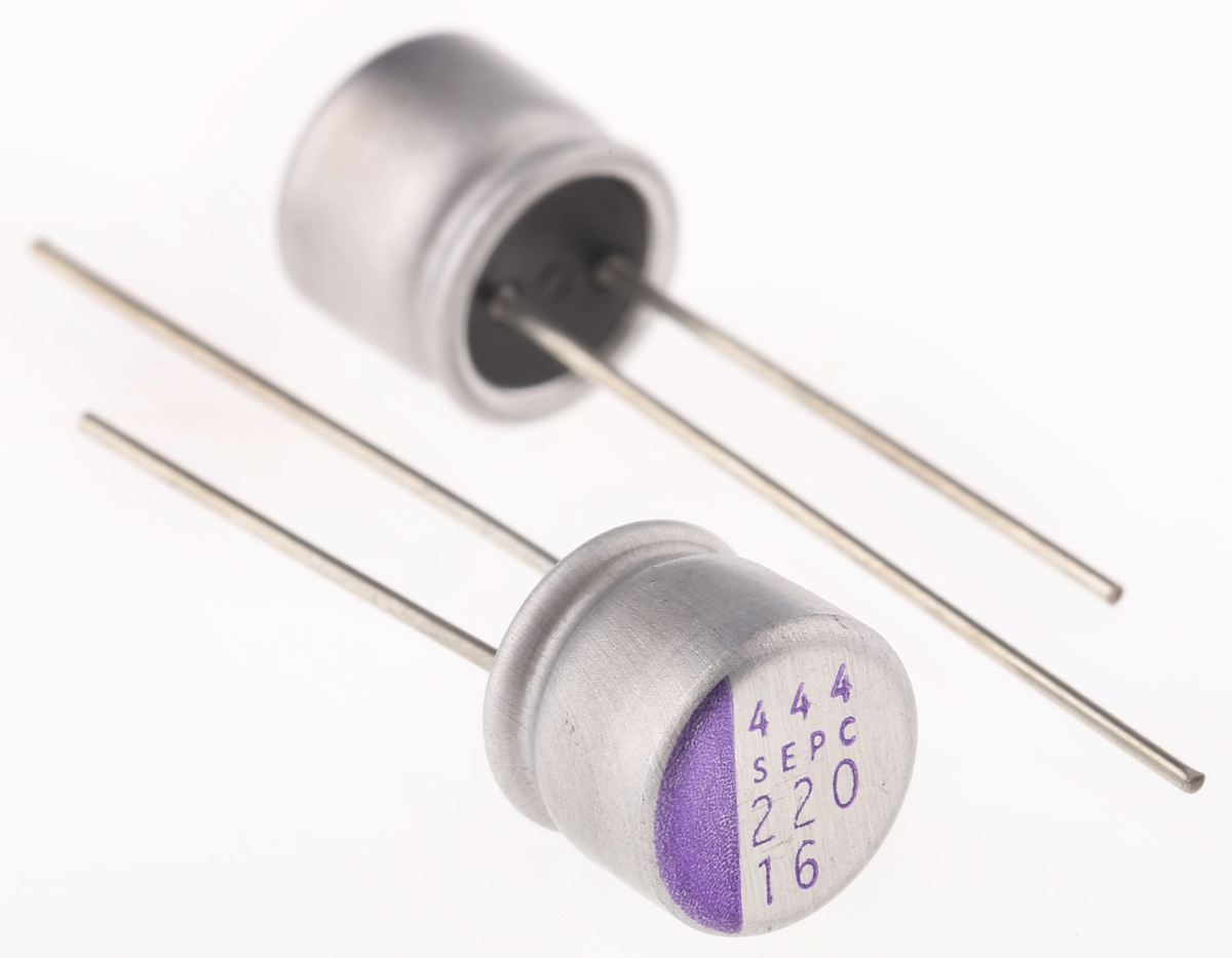 Panasonic 220μF Through Hole Polymer Capacitor, 16V dc