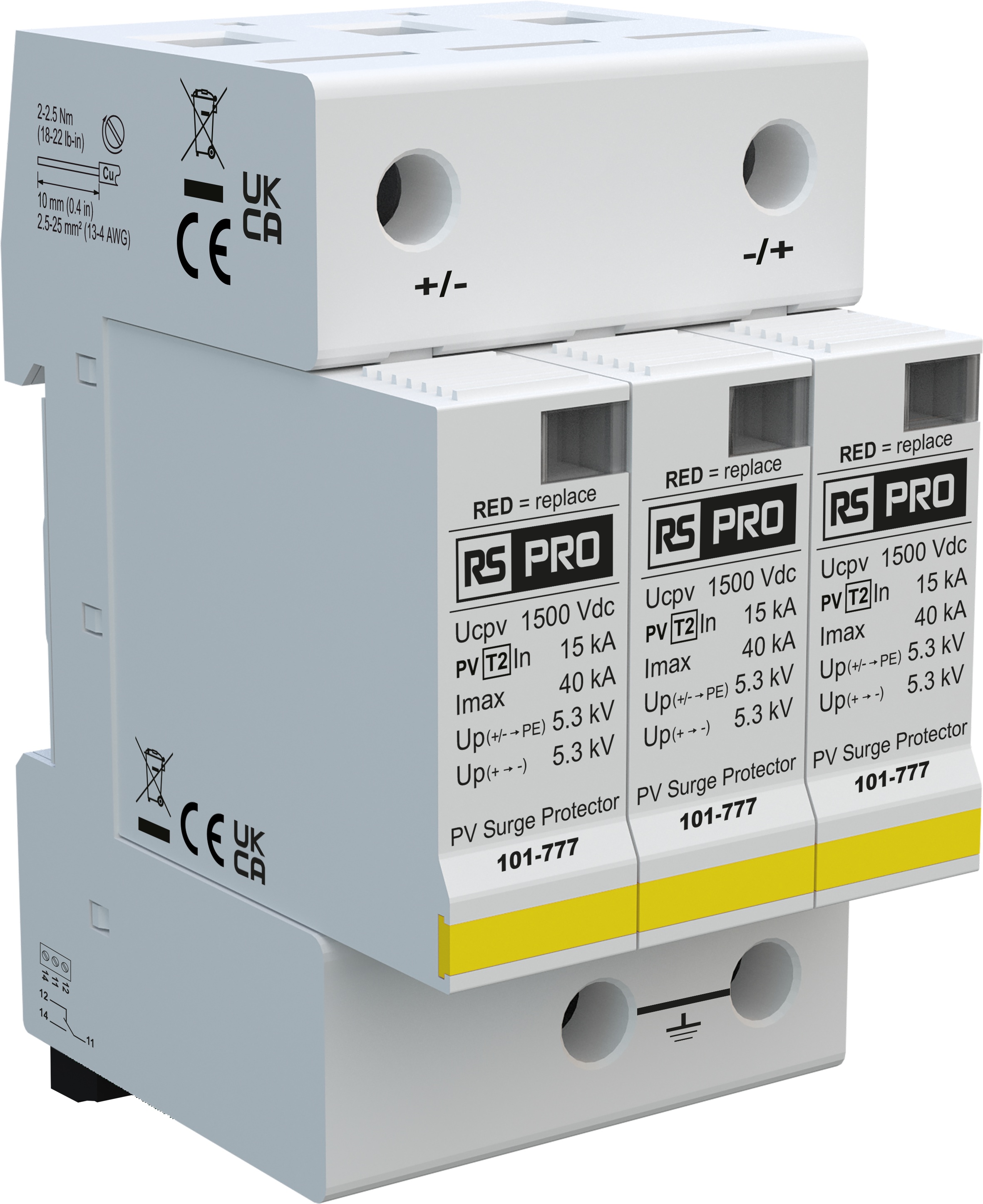RS PRO Industrial Surge Protector, 40kA, 5.3kV, DIN Rail Mount