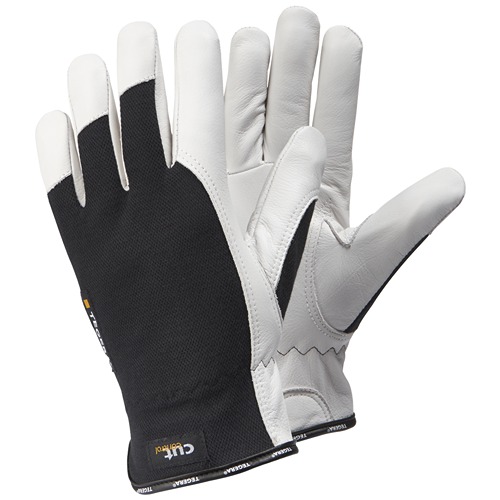 Tegera TEGERA Black, White Para Aramid Leather Work Gloves, Size 12