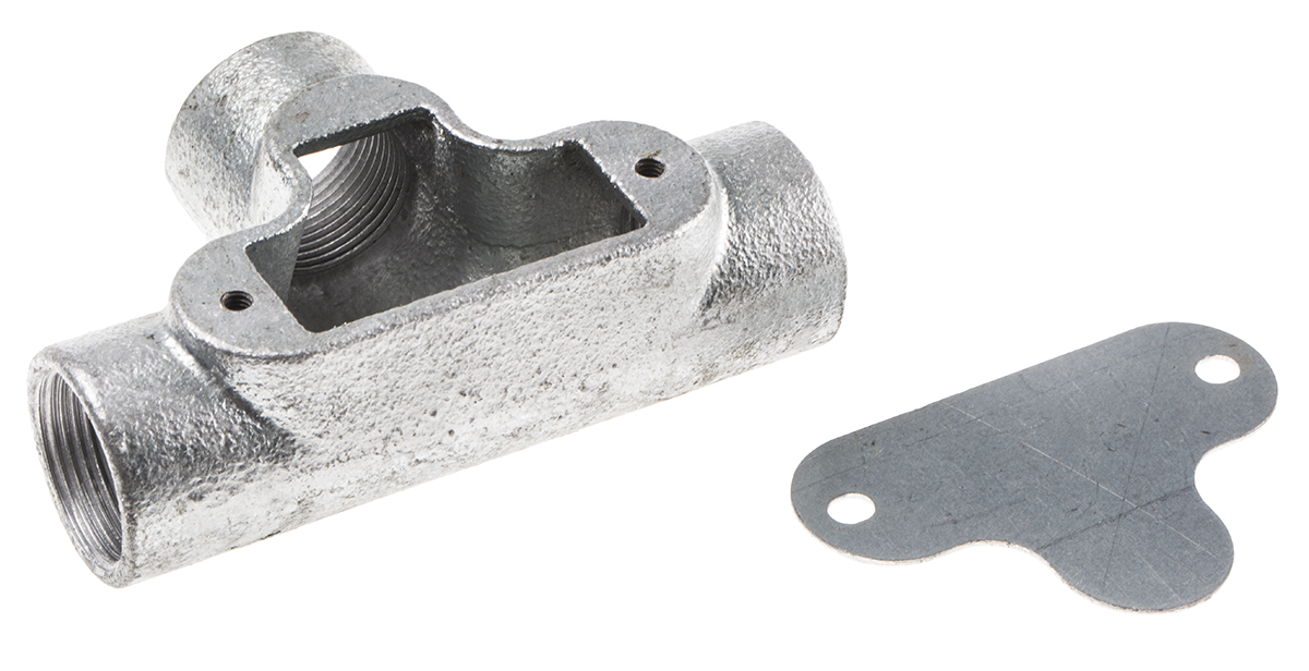 RS PRO Inspection Tee, Conduit Fitting, 25mm Nominal Size, Steel, Silver