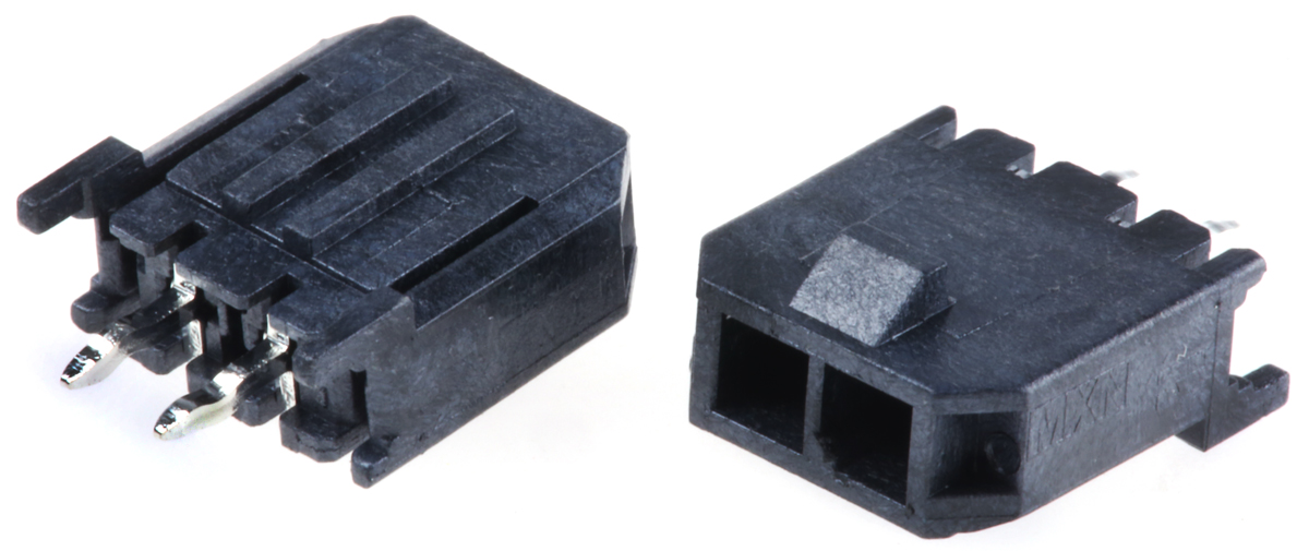 Molex Micro-Fit 3.0 Series Straight Through Hole PCB Header, 2 Contact(s), 3 mm Pitch, 1 Row, Shrouded