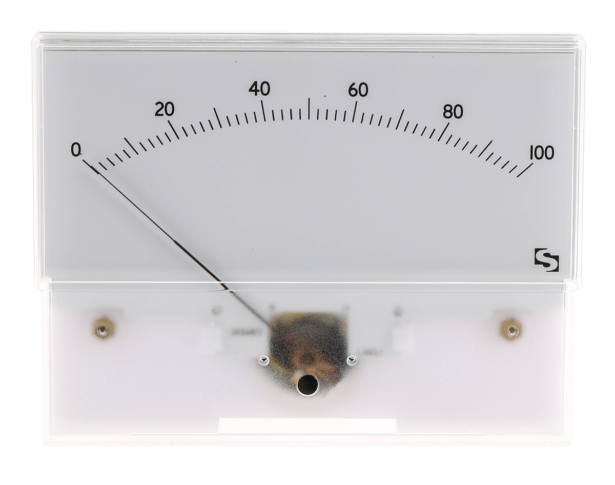Sifam Tinsley Analogue Panel Ammeter 100μA DC, 55.5mm x 121mm, ±1.5 % Moving Coil
