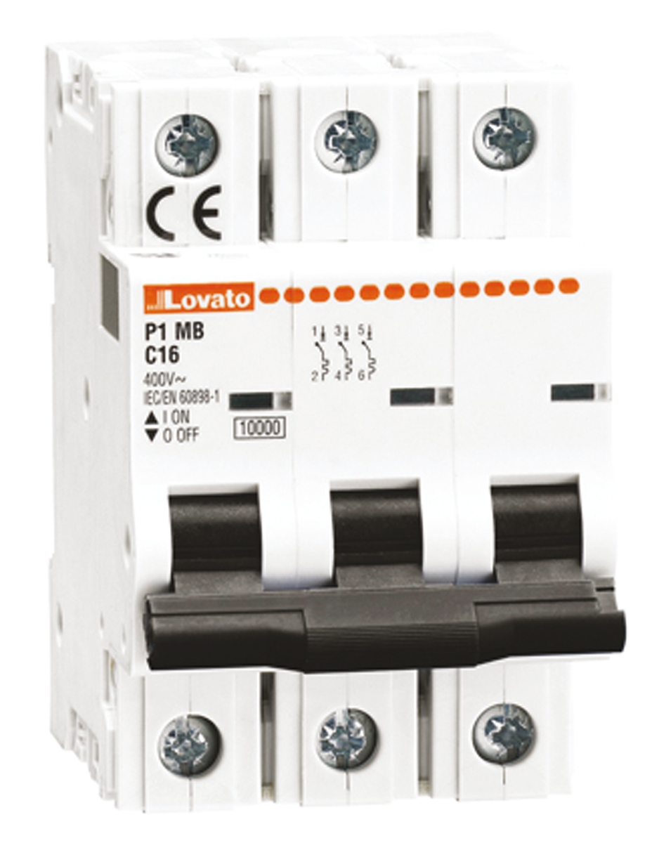 Lovato ModuLo P1MB MCB, 3P, 16A Curve B, 230V AC, 10 kA Breaking Capacity
