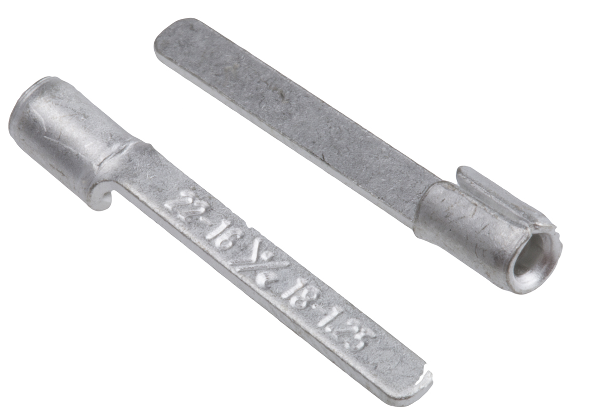 RS PRO Uninsulated Crimp Blade Terminal 18mm Blade Length, 0.5mm² to 1.5mm², 22AWG to 16AWG