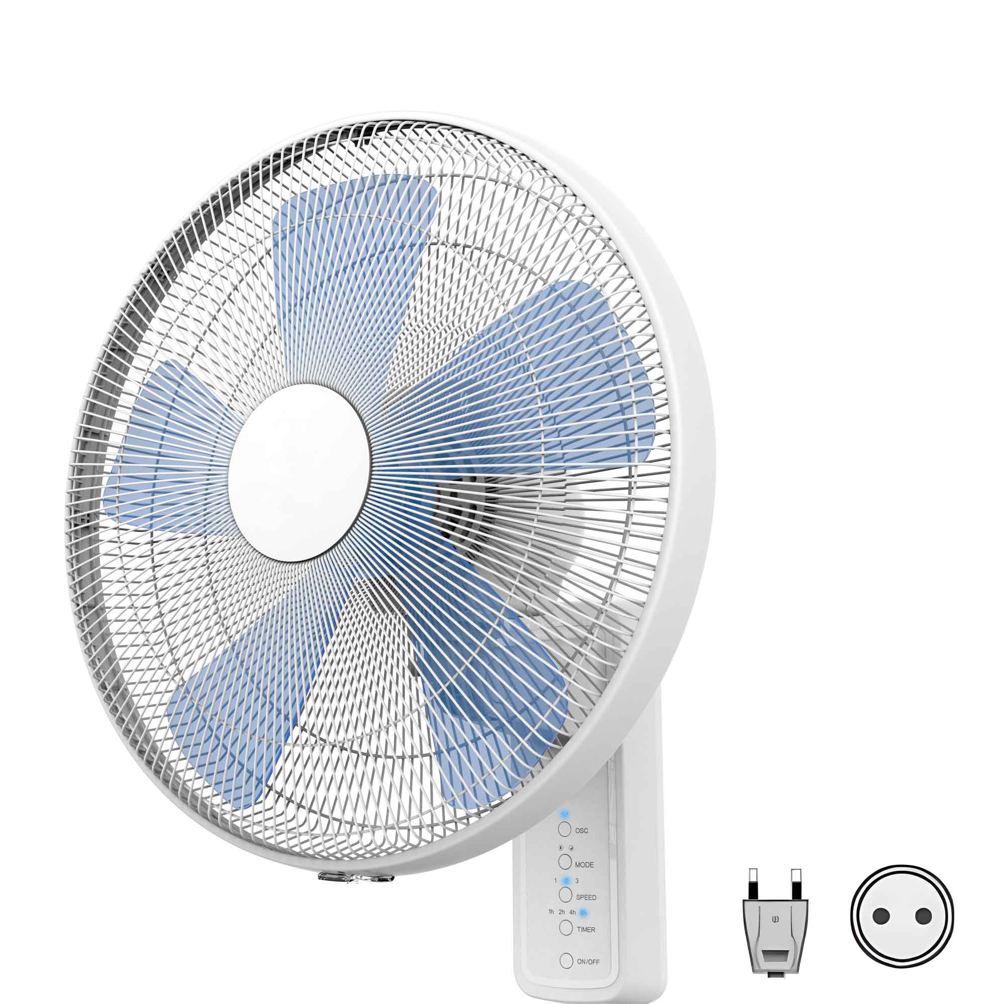 RS PRO Wall Fan 66.17m³/min 400mm blade diameter 3 speed 230 V with plug: Type C - European Plug