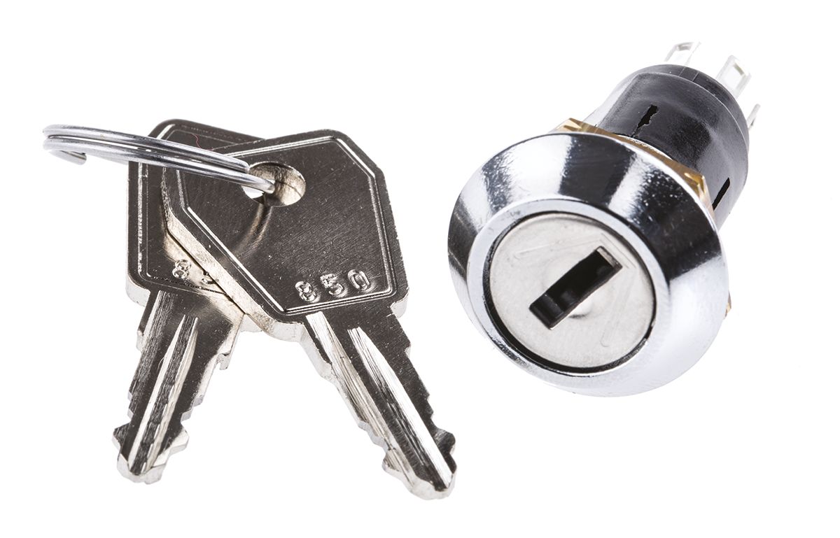 Lorlin Key Switch, SP-CO, 1 A @ 24V ac dc / 115V ac 2-Way Common-Key