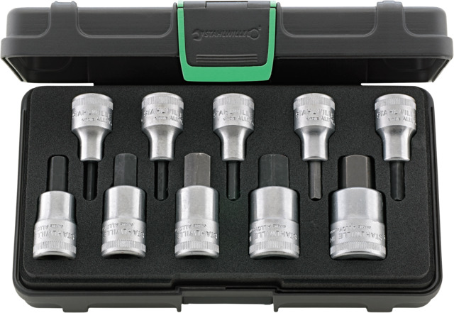 STAHLWILLE 10-Piece Metric 1/2 in Bit Socket Set , Hex Bit