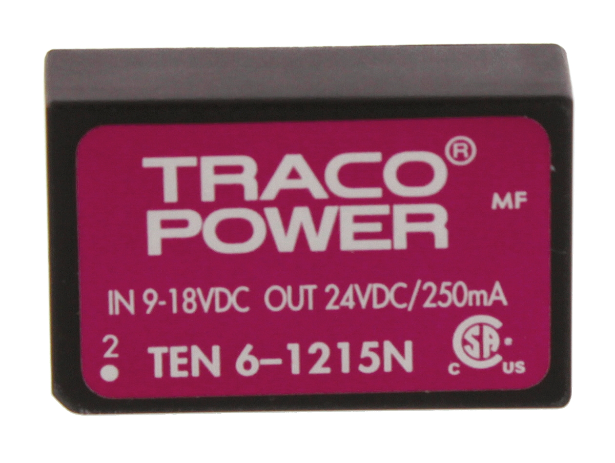 TRACOPOWER TEN 6N DC-DC Converter, 24V dc/ 250mA Output, 9 → 18 V dc Input, 6W, Through Hole, +85°C Max Temp