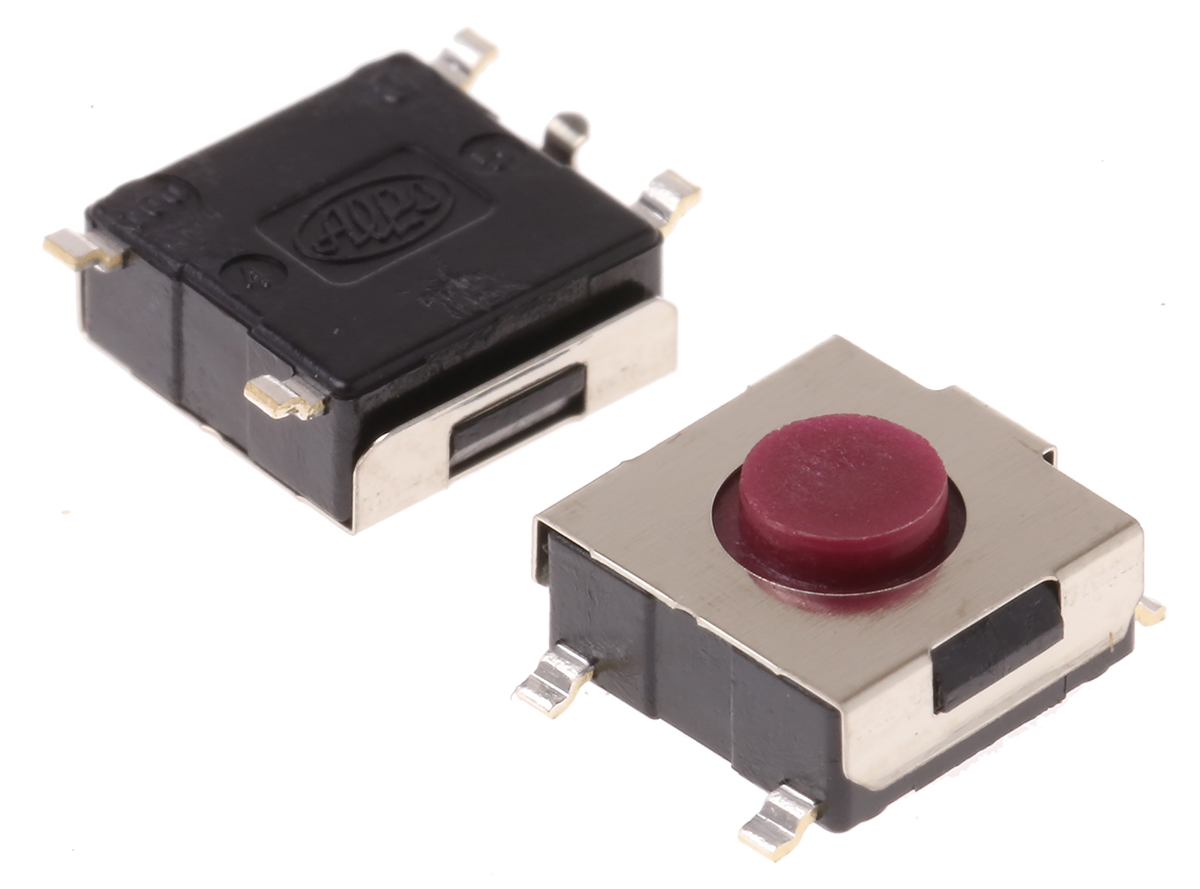 Alps Alpine Red Stem Tactile Switch, SPST 50 mA @ 12 V dc 3.1mm Surface Mount