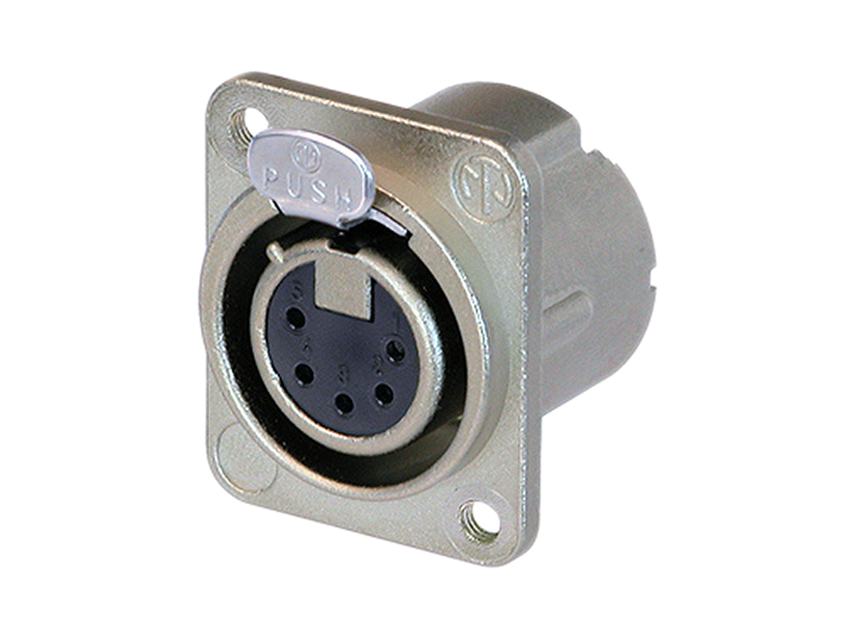 Neutrik Chassis Mount XLR Connector, Female, <50 V, 5 Way, Silver over Nickel Plating