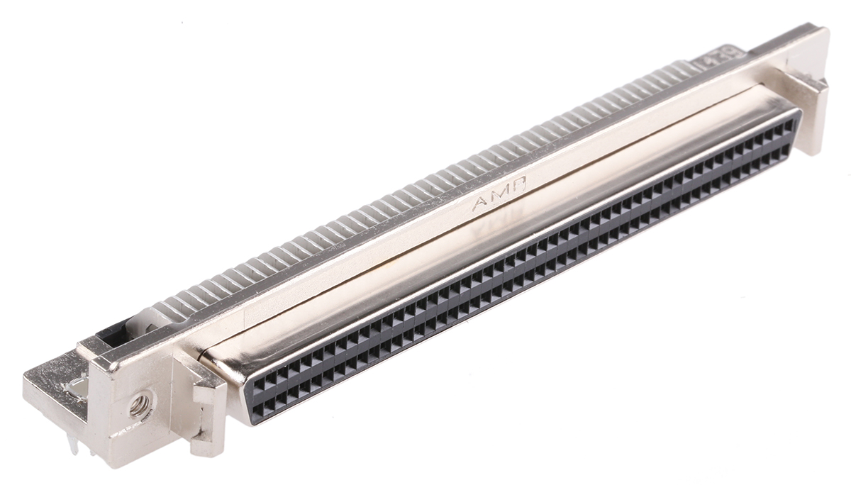 TE Connectivity Amplimite .050 III 100 Way Right Angle Through Hole D-sub Connector Socket, 2.54mm Pitch, with