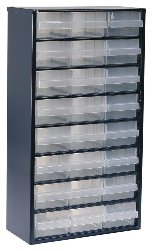 Raaco 24 Drawer Storage Unit, Steel, 552mm x 306mm x 150mm, Blue