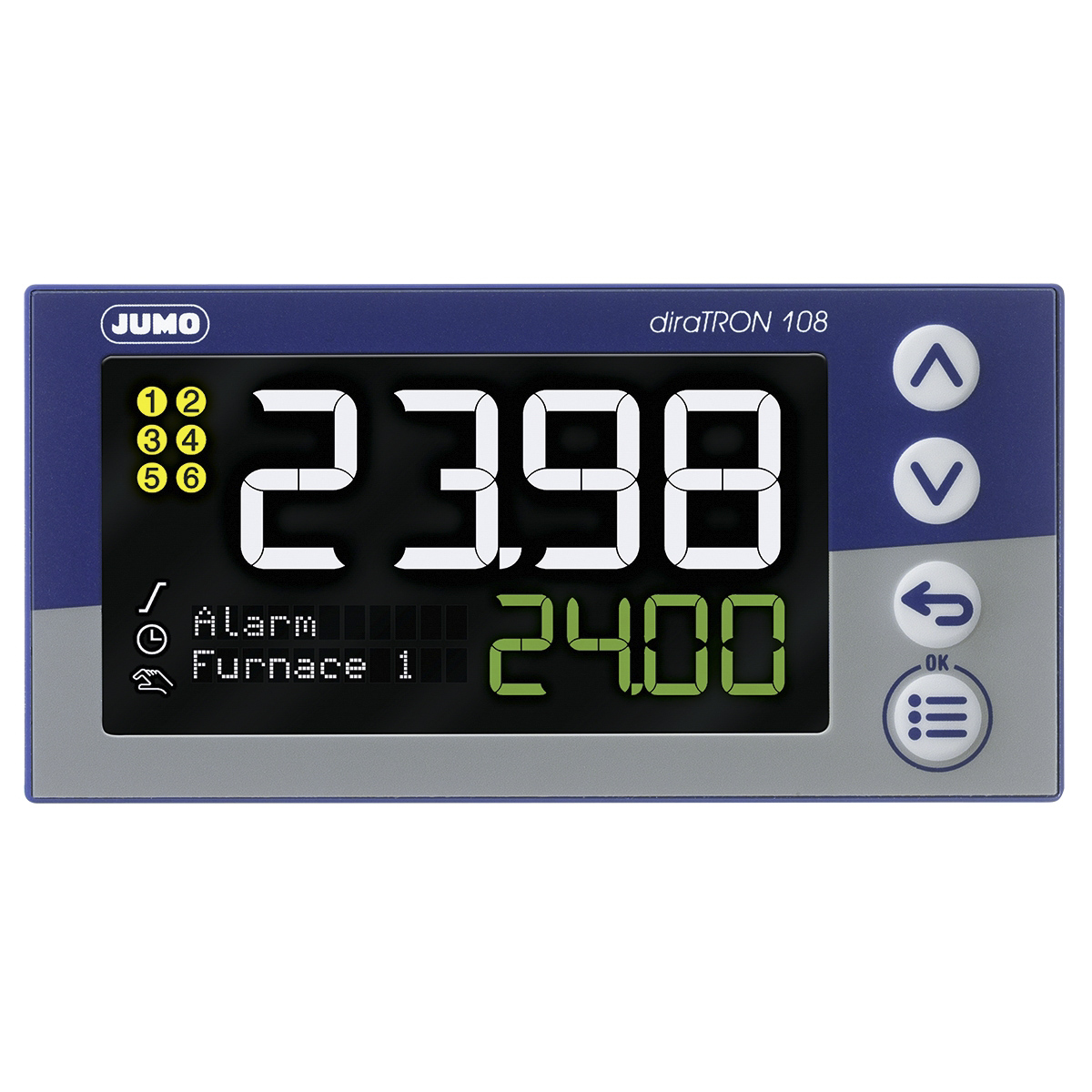Jumo diraTRON Panel Mount PID Temperature Controller, 96 x 48mm 3 Input, 3 Output 2 Relay, 1 Logic, 20 → 30 V