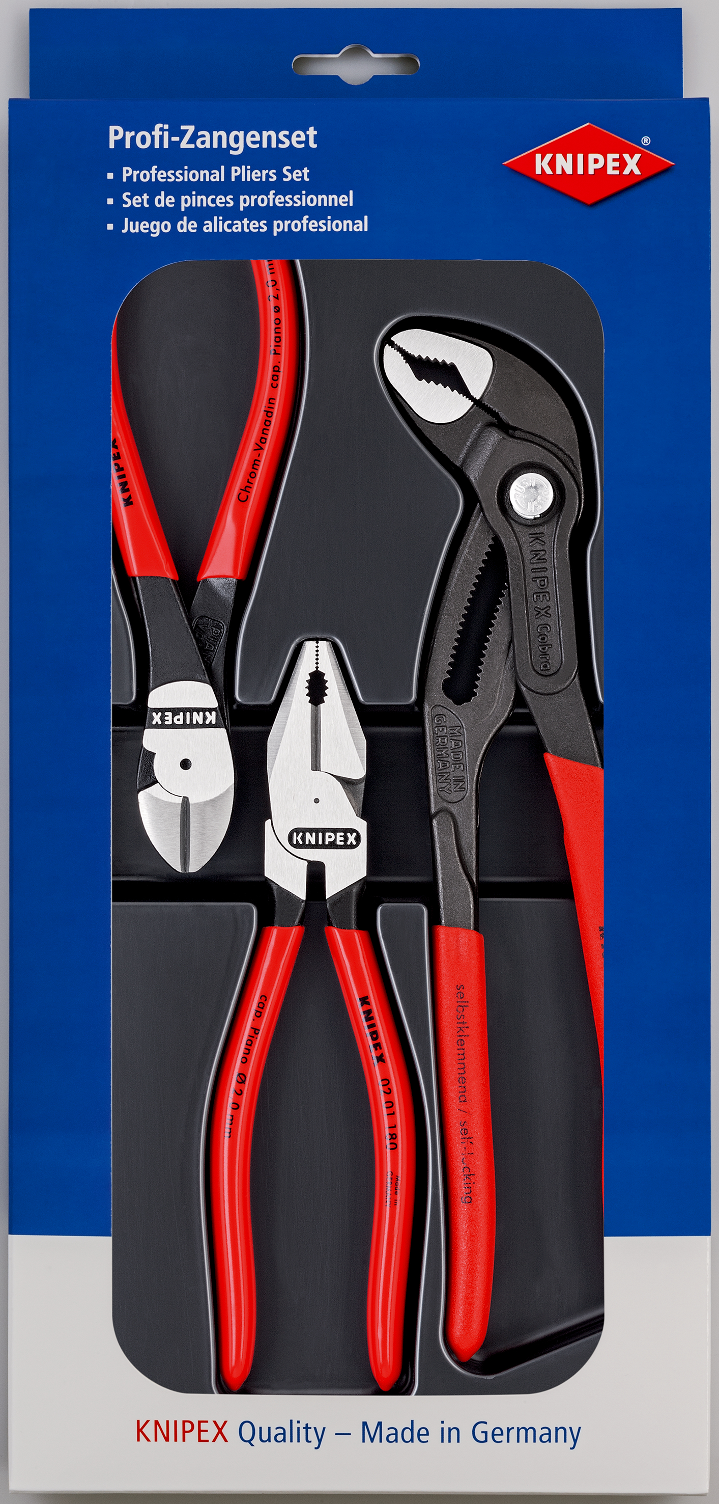 Knipex 3-Piece Plier Set, 175 mm Overall