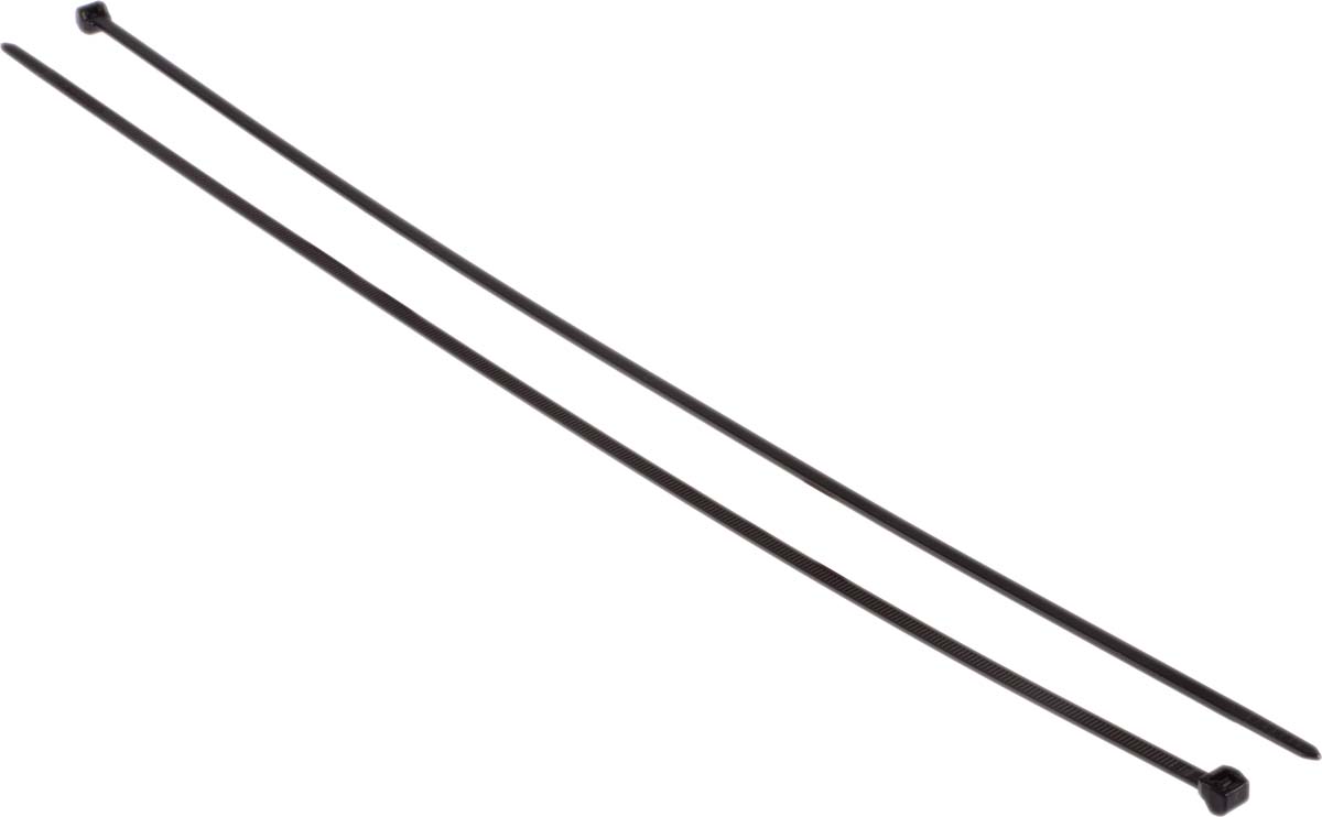 HellermannTyton Cable Tie, Outside Serrated, 384mm x 4.6 mm, Black Polyamide 6.6 (PA66), Pk-100