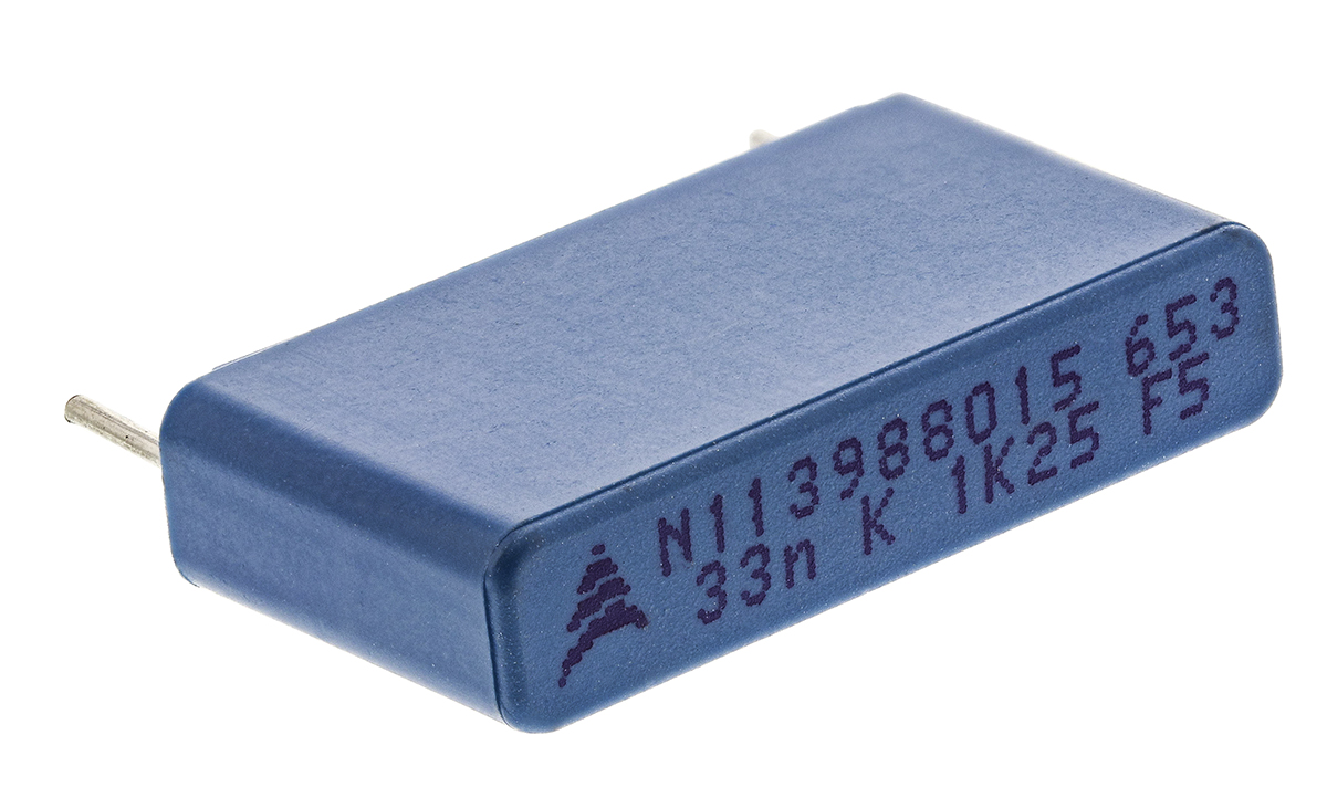 EPCOS B32652 Polypropylene Film Capacitor, 1.25 kV dc, 500 V ac, ±10%, 33nF, Through Hole