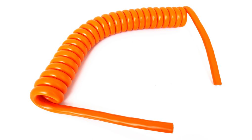 TBS de Buck B.V. SP-DSR Spiral Cable 6 mm² 5 Core Power Cable, Orange Polyurethane PUR, 2m