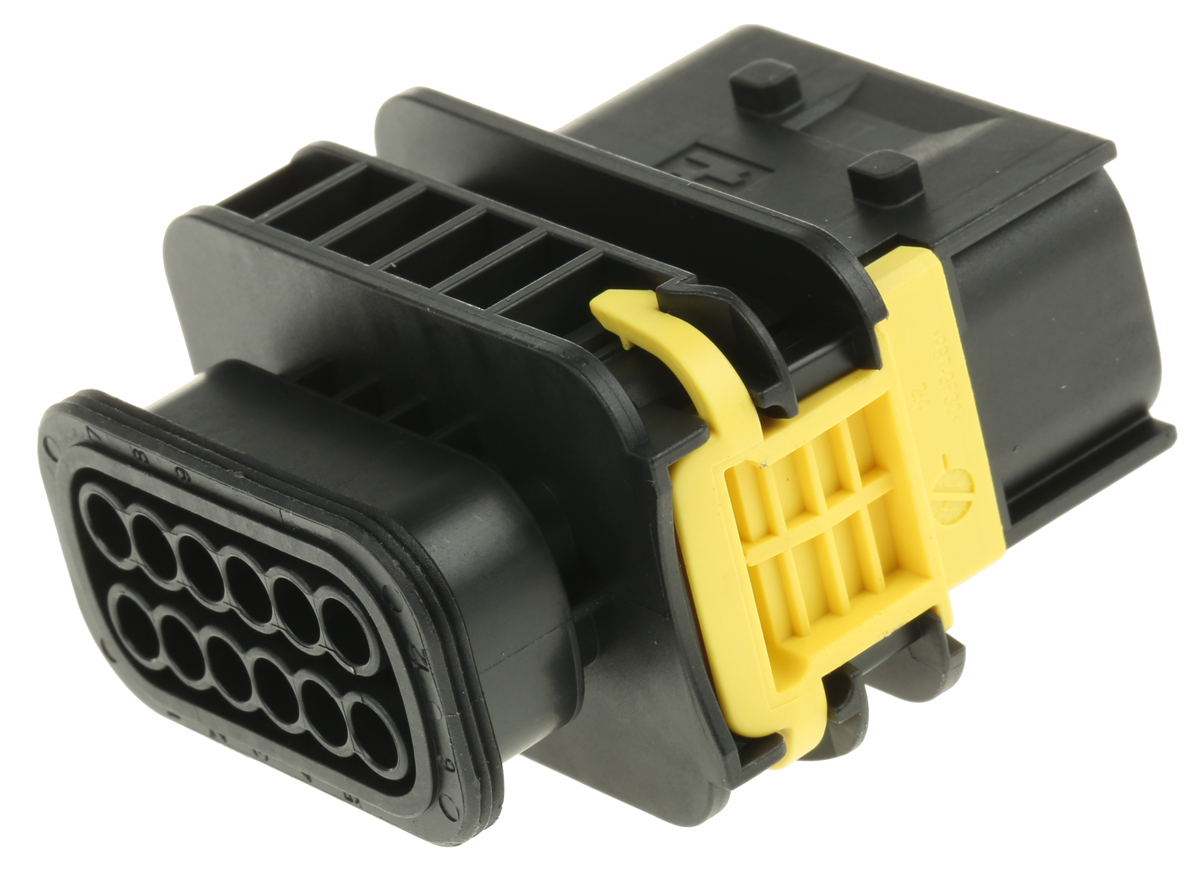 TE Connectivity, HDSCS Automotive Connector Plug Black Cable Mount 12 Way 1-1564414-1