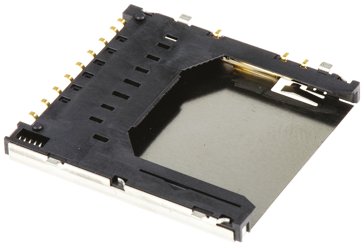 Hirose 9 Way Right Angle SD Card Memory Card Connector With Solder Termination