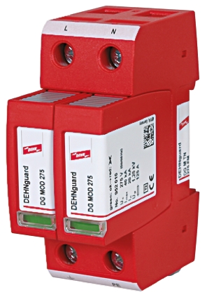 Dehn, DG Surge Arrester 275 V ac Maximum Voltage Rating 40kA Maximum Surge Current Type 2 Arrester