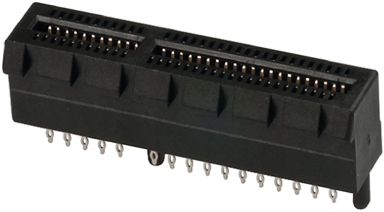 Amphenol Communications Solutions Female Edge Connector, Through Hole Mount, 64-Contacts, 1mm Pitch, 2-Row, Press-In