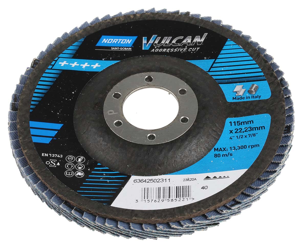 Norton Flap Disc Zirconium Oxide Flap Disc, 115mm, Coarse Grade, P40 Grit
