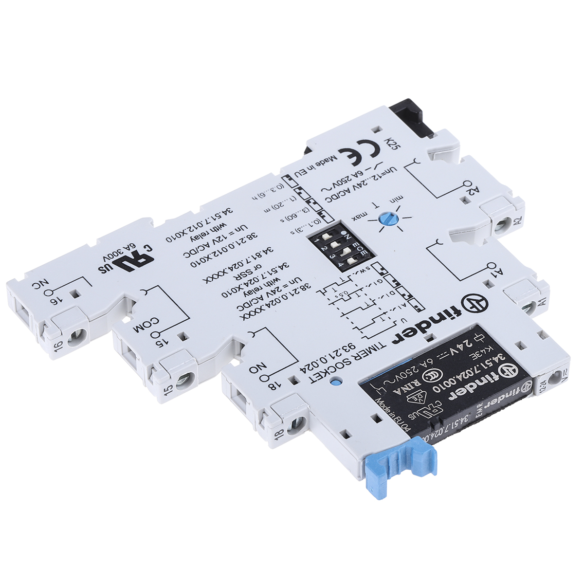 Finder 38 Series Series DIN Rail Mount Timer Relay, 24V ac/dc, 1-Contact, 0.1 s → 6h, SPDT