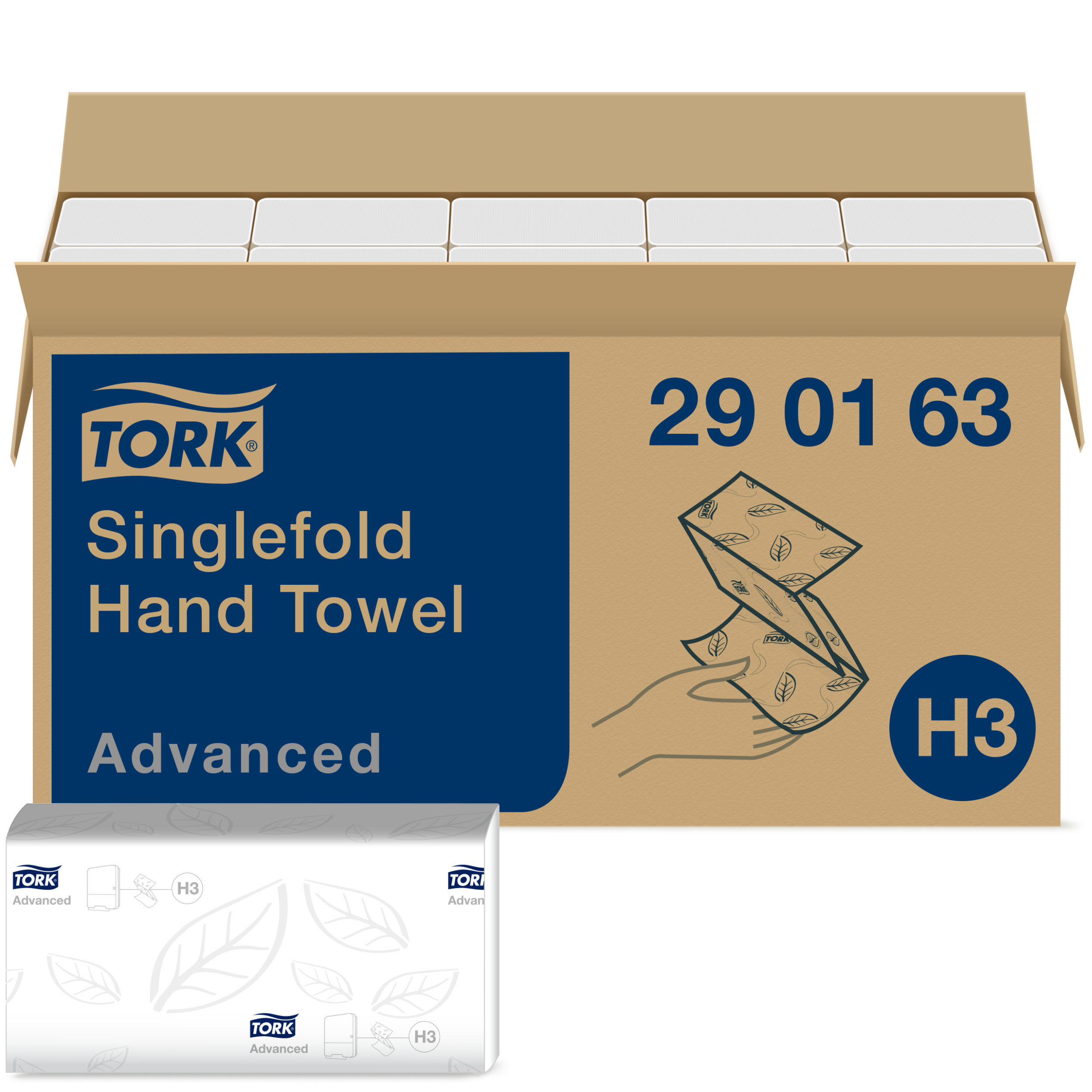 Tork Easy Handling™ Folded, Interleaved White Paper Towel, 115 x 248mm, 2-Ply, 250 Sheets