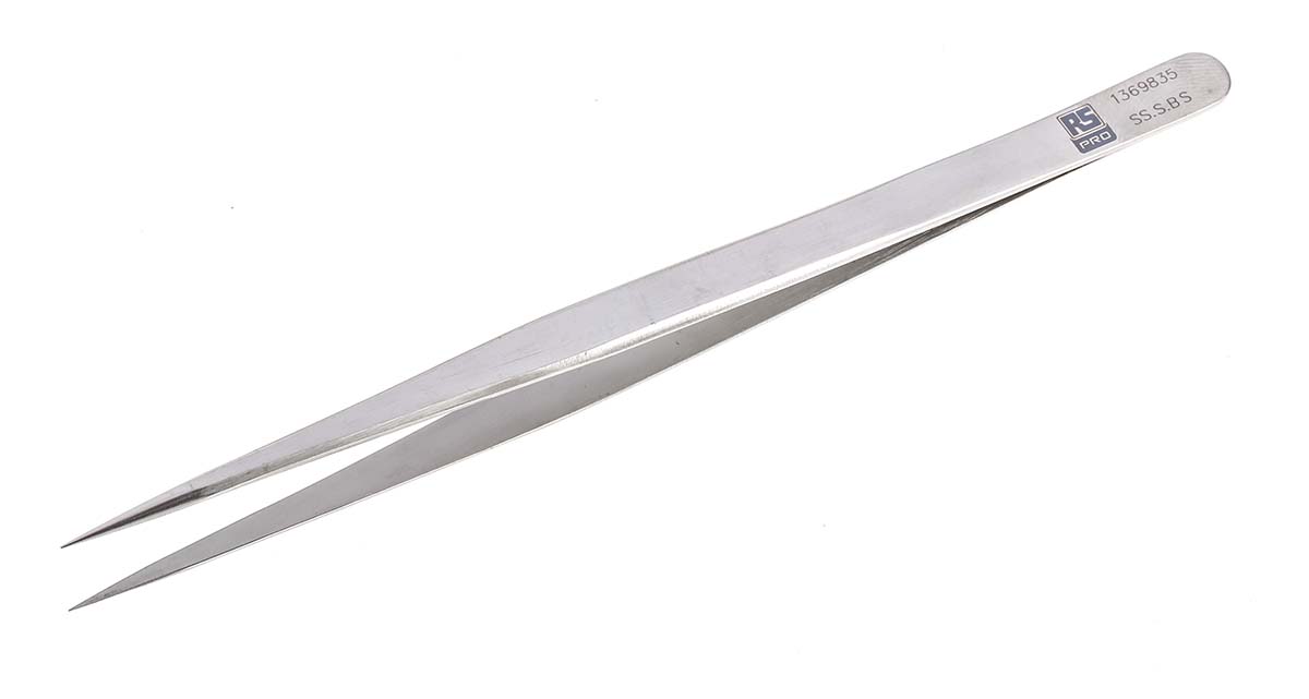 RS PRO 140 mm, Stainless Steel, Tweezers