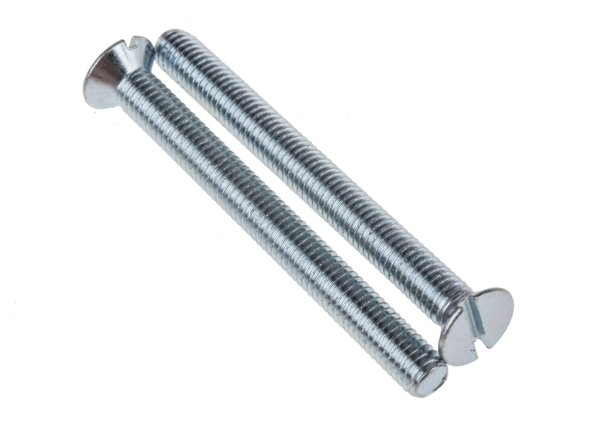RS PRO Slot M5 Countersunk Steel Machine Screws DIN 963 x 50.0mm