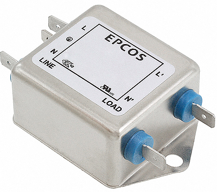 EPCOS, B84111F 10A 250 V ac/dc 50 → 60Hz, Chassis Mount EMC Filter, Lug, Tab Connector, Single Phase